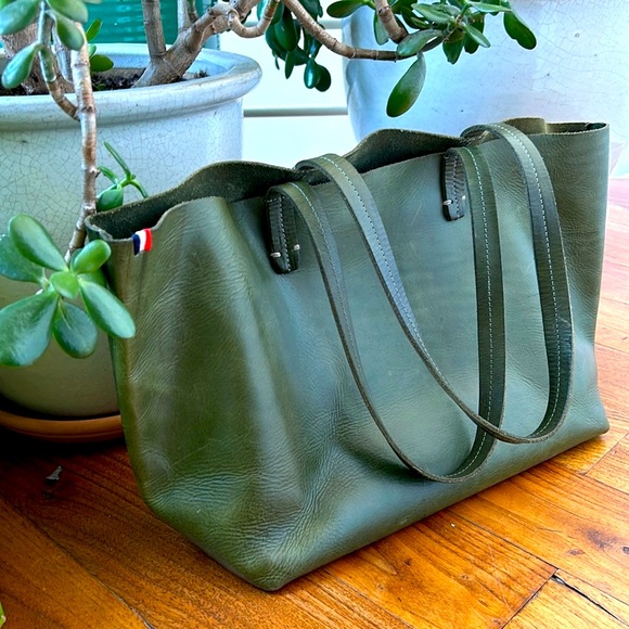 RARE Clare V bag tote leather large green - Picture 2 of 10